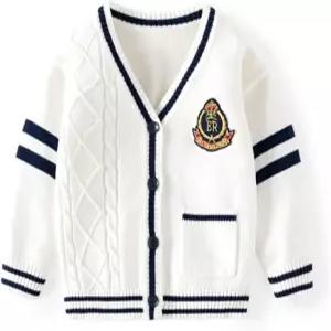 웜스트로우 남학생 교복 가디건 스웨터 소프트 코튼 브이넥 니트 아우터