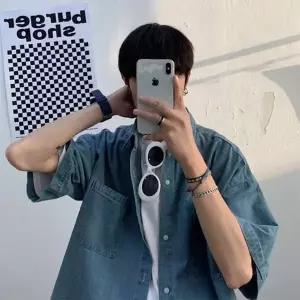 [하프클럽/옷자락]남자 봄 여름 캐주얼 데이트룩 데님 청 셔츠 남방