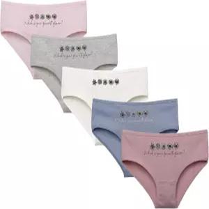 도넬라 틴 걸스 팬티 - 5팩 미드 라이즈 소프트 코튼 비키니 속옷 연령 6-17세