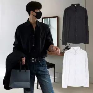 [하프클럽/옷자락]남자 오버핏 드레프트 베이직 여름 긴팔 셔츠