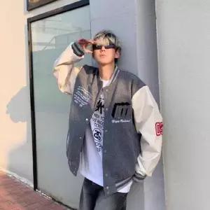 원더우면 남사친 점퍼 와펜 상의 힙합 자수 춘추 커플 야구점퍼 OPH3