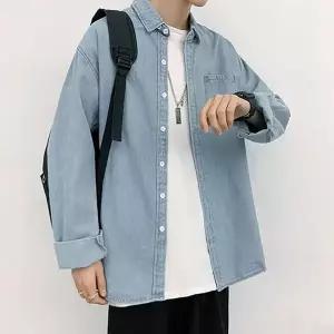 [하프클럽/옷자락]남자 여자 루즈핏 커플룩 데이트룩 가을 겨울 데님셔츠