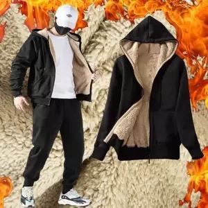 [하프클럽/옷자락]남자 겨울아우터 오버핏 퍼안감 기모 검정색 후드집업