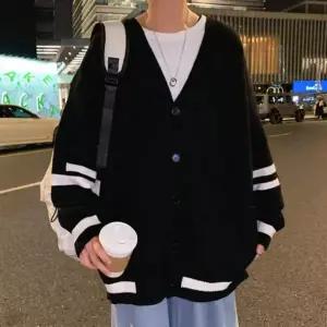 [하프클럽/옷자락]남자 배색 심플 루즈핏 브이넥 2컬러 니트 가디건