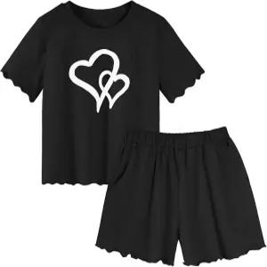 에코랄라 걸의 귀여운 여름 티셔츠와 그래픽 반바지 의류 세트 2종