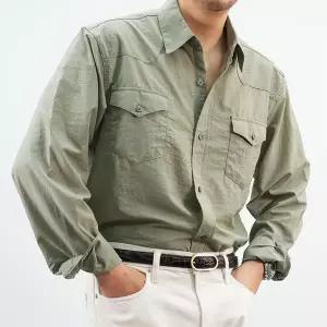 [하프클럽/옷자락]남자 여름 나일론남방 오버핏 아메카지룩 긴팔 셔츠