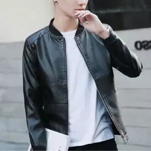 [하프클럽/옷자락]남자 야구잠바 슬림핏 페이크레더 집업 점퍼