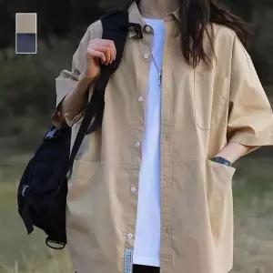 [하프클럽/옷자락]남자 여자 여름 오버핏 앞주머니 데일리 반팔 남방 셔츠