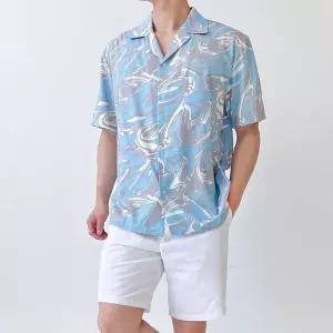 [하프클럽/옷자락]남자 여름 신혼 커플 휴양지 비치 오버핏 반팔 셔츠