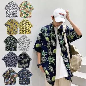 [하프클럽/옷자락]남자 여름 해변 바다 바캉스 패턴 빅 루즈핏 셔츠