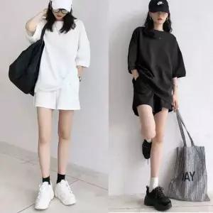 나시티 여름 반팔반바지세트 데일리룩 무지 반팔 트레이닝복