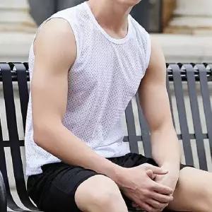 [하프클럽/옷자락]남성 시원한 메쉬 쿨링 민소매티 캡나시