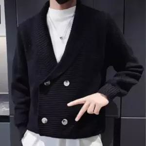 [하프클럽/옷자락]남성 정장용 더블버튼 포켓 긴팔 니트 가디건