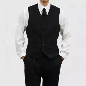 [하프클럽/옷자락]남자 싱글 브이넥 정장베스트 허리비조 클래식 조끼