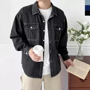 [하프클럽/옷자락]남자 여자 오버핏 청 남방 데님 자켓 셔츠