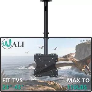 WALI TV 천장 마운트 조절식 브래킷 대부분의 LED LCD OLED 및 플라즈마 평면 디스플레이 23~43인치 최대