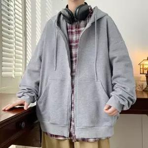 [하프클럽/옷자락]남자 루즈 오버핏 빅포켓 간절기 무채색 후드집업