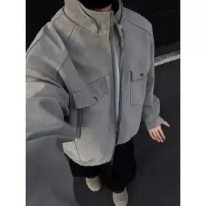 슬램덩크 남성 빈티지 항공 점퍼 PU가죽 코트 춘추 차이나카라 가죽 자켓 옷 HO3