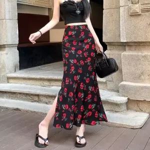 EAMT 여친 치마 머메이드 여름용 슬림핏 쉬폰 옆트임 EUNG2