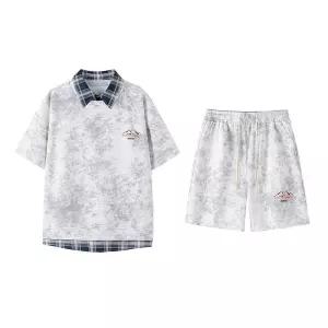 썬더볼츠 남사친 캐주얼 투피스 페이크 반팔 반팔세트 빅사이즈 세트 터틀넥 티 트레이닝복 KKE2