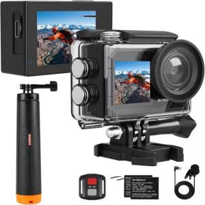 SVBony SVGo2 4K30FPS 수중 카메라 EIS 2.0 듀얼 터치스크린 방수 50MP 5배 줌 플로팅 셀피 스틱이 있는