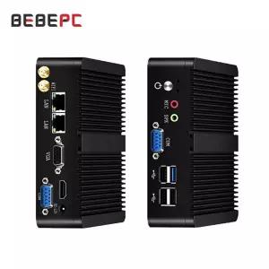 BEBEPC 팬리스 미니 PC 인텔 셀러론 J6412 J1900 N2830 듀얼 LAN 윈도우 10 4 코어 산업용 데스크탑 컴퓨터