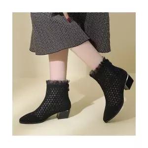 올요아 여자 여름 키작녀 워커힐 스크럽 에어힐 구두 스웨이드 워커 봄가을 부츠 펀칭 미들굽 꾹3