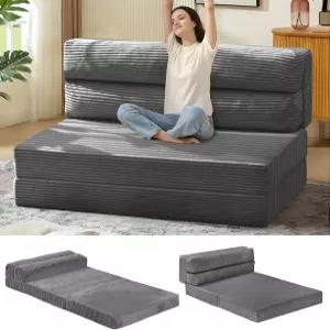 JUIKURY 접이식 소파 침대 필로우 매트리스가 있는 컨버터블 의자 2 in 1 러브시트 거실용 휴대용 바닥