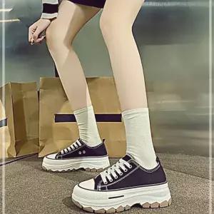 통굽 단화 스니커즈 여자 키높이운동화 캔버스 캐주얼 HWE13A0C
