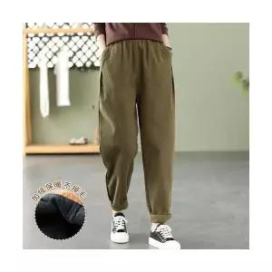 EAMT 여자 배기팬츠 밴딩 패치 기모 겉바지 덧대바지 추동 자녀식 YJ3