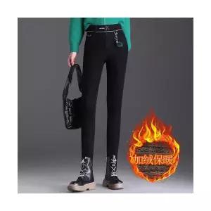 EAMT 여자 청바지팬츠 기모 슬림 종아리 도톰 하이웨스트 램스울 추동 면바지 YJ3