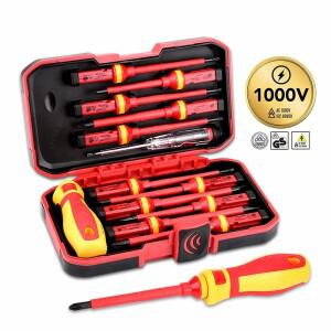 전기 수리 도구 키트 13pcs 1000V 변경 가능 절연 스크류 드라이버 세트 마그네틱 슬롯 형 호환 Pozidriv T