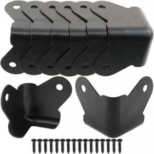 우스 8PCS 텍스처 스틸 가장자리 보호 상자 모서리 파우더 코트 장식용 설치 나사 검은색