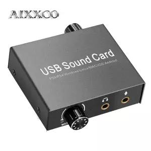AIXXCO USB-C 사운드 카드 오디오 외장 3.5mm 마이크 오디오 어댑터 PC 노트북 PS4 헤드셋 USB 사운드 카드
