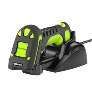 Alacrity 무선 충전 스탠드를 갖춘 2D 산업용 바코드 스캐너 업그레이드 1968피트 전송 거리 433Mhz 무선 블루투스 2in1 바코드 리더 충격 방진 핸드 프리