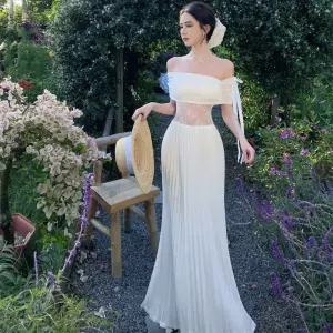 스파이더맨 일자 어깨 롱스커트 레이스 프렌치 원피스 여친 여름 스커트2 OPH2