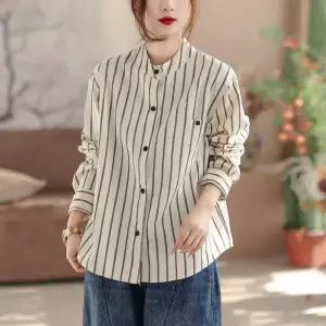 스파이더맨 캐주얼 봄 여사친 상의 스트라이프 셔츠 차이나 OPH1