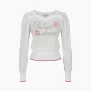 [AK수원점] [에고이스트] [BLUE LABEL] 로즈레터링배색 하트넥 니트탑 ES2OKL01