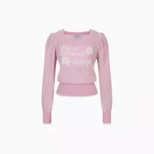 [AK분당점] [에고이스트] [BLUE LABEL] 로즈레터링 배색 하트넥 니트탑  ES2OKL01