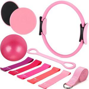 ARROWBASH 6가지 스타일 필라테스 홈 장비 키트 필수 운동 세트 14 액세서리