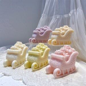 호환 크리스마스 산타의 썰매 실리콘 금형 선물 상자 크리스마스 썰매 양초 금형 크리스마스 장식 가족 크리스마스 선물