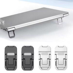 호환 2PCS 미니 접이식 노트북 스탠드 휴대용 컴퓨터 키보드 라이저 2단계 조절 각도 자가 접착식 투명 노트북 스탠드