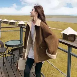 여성 모피 코트 고크 헤비 양면 세무 KS1