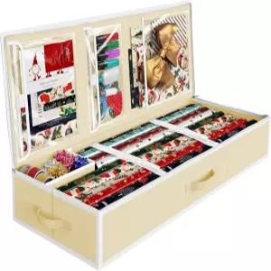 간단한 가정용품 45인치 포장지 보관 정리함 조절 가능한 스트랩이 있는 40롤 리본 및 활을 위한 내부