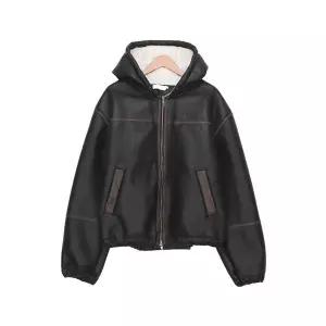 [하프클럽/] 남자 후드 양털 무스탕 점퍼 데일리 레더 재킷 SWT001