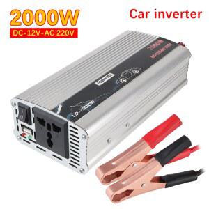 호환 2000W 휴대용 차량 탑재 가정용 AC 변환기 110V ~ 220V 금속 자동차 전원 인버터 소켓 USB 범용