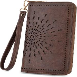 APHISON 지갑 여성용 대용량 클러치 카드 홀더 RFID 손목시계 휴대폰 지퍼 코인 여행 포켓