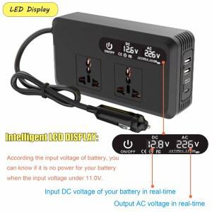 호환 휴대용 자동차 인버터 장착 인버터 USB 전압 변압기 200W 전원 12V AC 110V/220V 변환 USB 배터리 클립