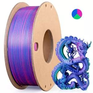 3색 1실 PLA 실크 필라멘트 250g 1.75mm 고광택 FDM 3D 프린터 호환