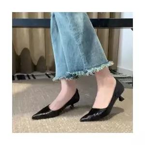 여사친 가을 오피스룩 플랫 소가죽 버전 미니멀 캣슈즈 스틸레토 펌프스 구두 OP3